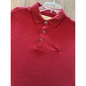 Tommy Bahama Mens Size Medium Long Sleeve Red Polo Shirt